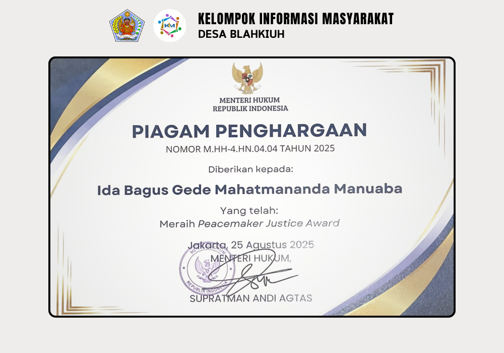 Perbekel Blahkiuh Raih Penganugerahan PJA (Peacemaker Justice Award) Tingkat Nasional di Jakarta - Image 8